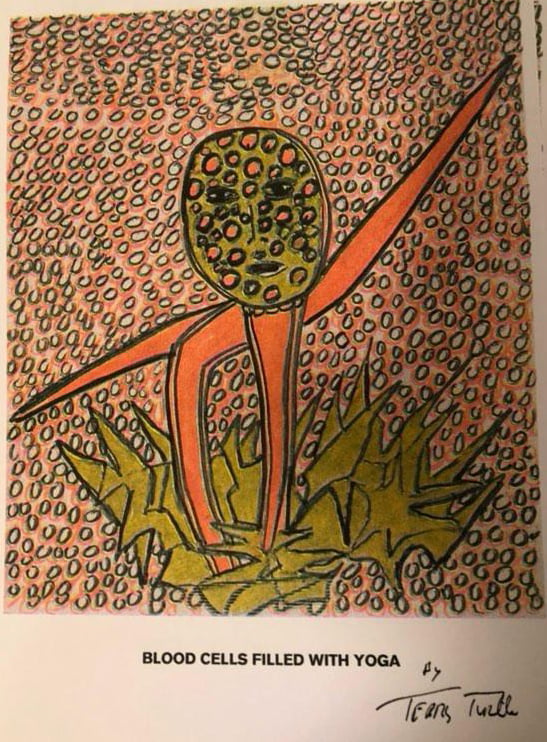 Image of "Blood Cells Filled With Yoga" by Terry Turtle (riso print)