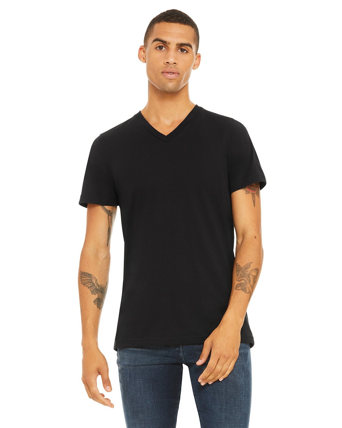 Men s Triluv on back Vneck Tee in black House U Tees Men s Triluv on back Vneck Tee in black House U Tees