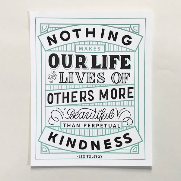 Image of 8x10'' Letter press Leo Tolstoy kindness quote