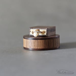 Image of Slim round ring box - engagement ring box - flat box for proposal - original Woodstorming design