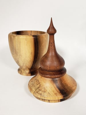Image of Spalted Rainbow Poplar Lidded Box with Finial