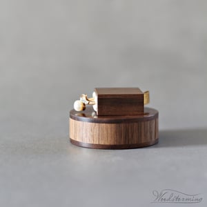 Image of Slim engraved proposal ring box - round engagement ring box with love quote inlay - ready to ship