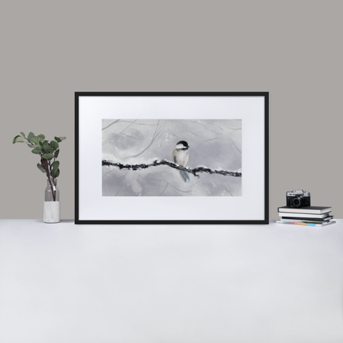 Image of "Winter Bird" Matted Framed Poster Print