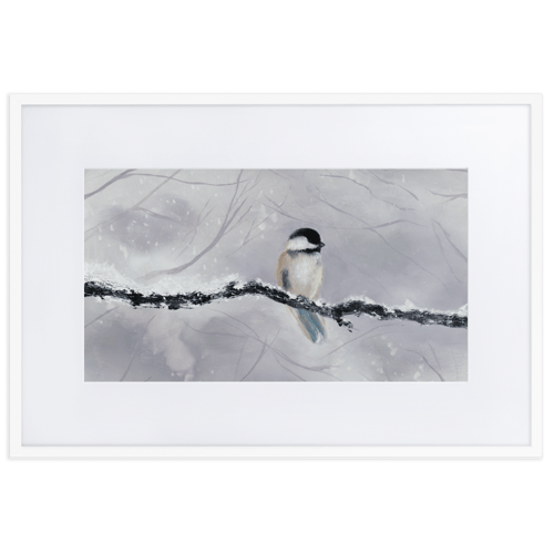 Image of "Winter Bird" Matted Framed Poster Print