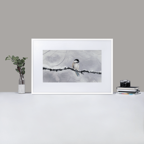 Image of "Winter Bird" Matted Framed Poster Print