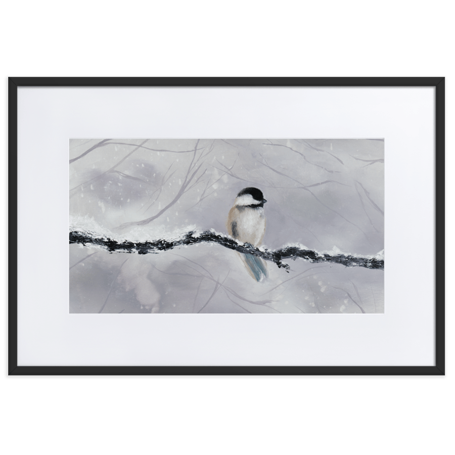 Image of "Winter Bird" Matted Framed Poster Print