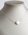 Simple White Coin Pearl Necklace (Silver) 