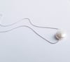 Simple White Coin Pearl Necklace (Silver) 