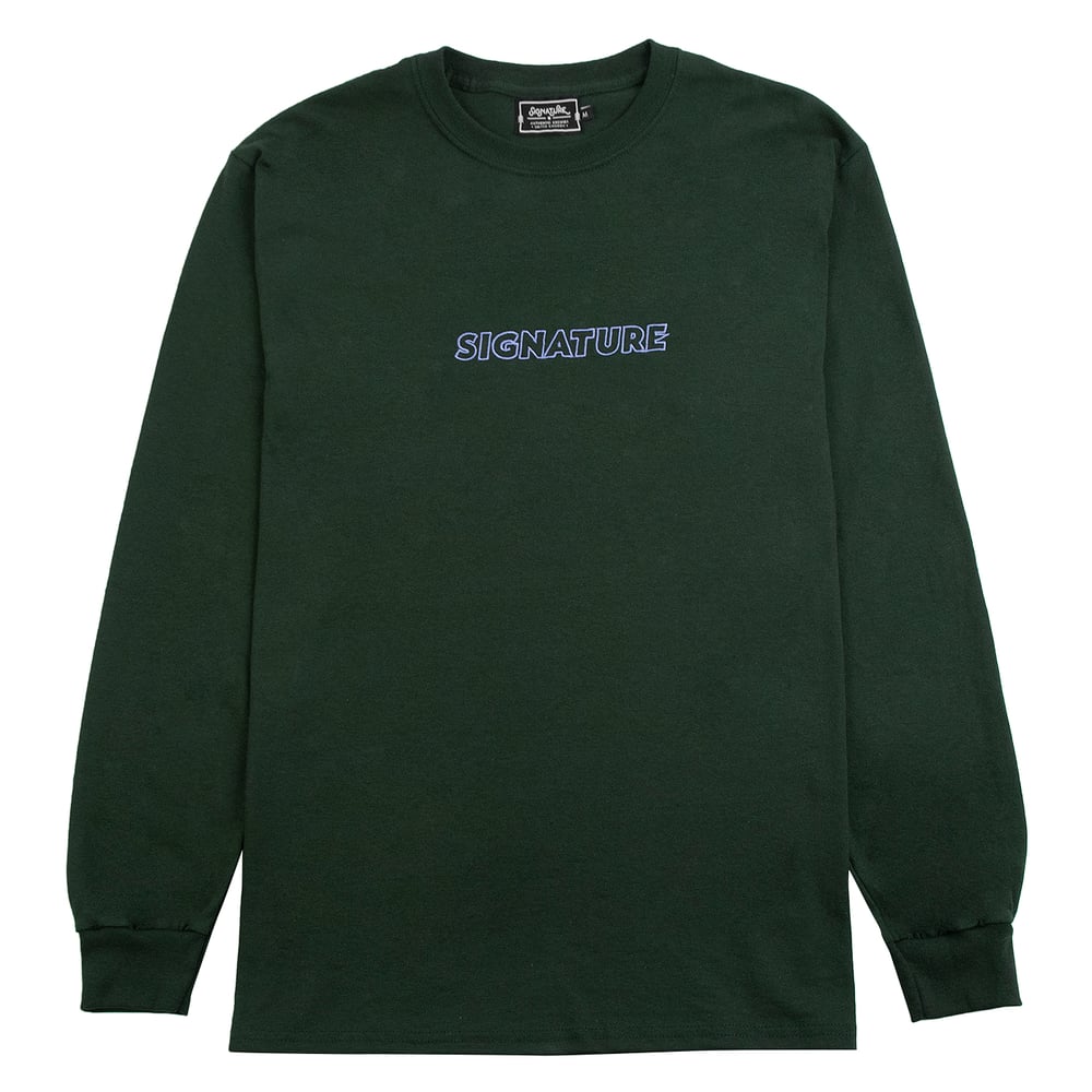 Image of OUTLINE LOGO EMBROIDERED L/S T SHIRT - FOREST GREEN