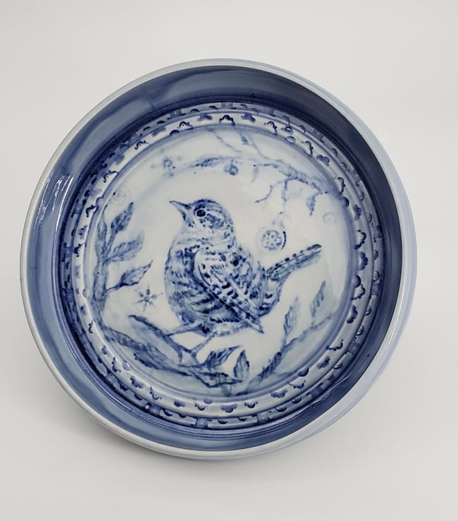 Cobalt Wren Porcelain Rimmed Platter
