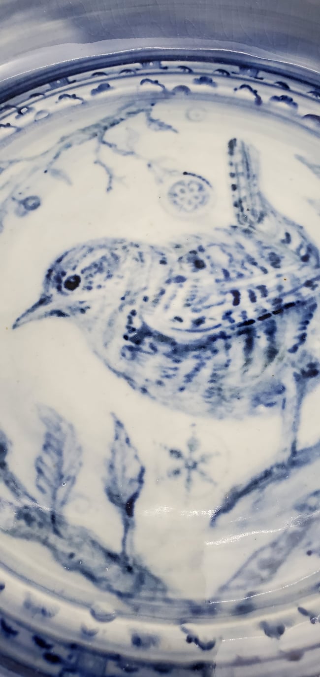 Cobalt Wren Porcelain Rimmed Platter