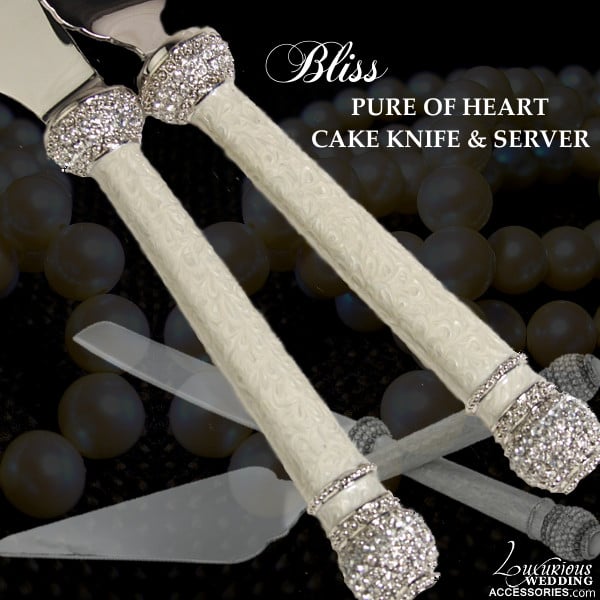 Image of Bliss Pure of Heart Cake Swarovski Crystal Knife & Server Set