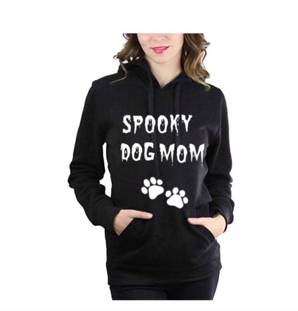 Spooky Dog Mom Unisex Pullover Hoodie (with dog ears)