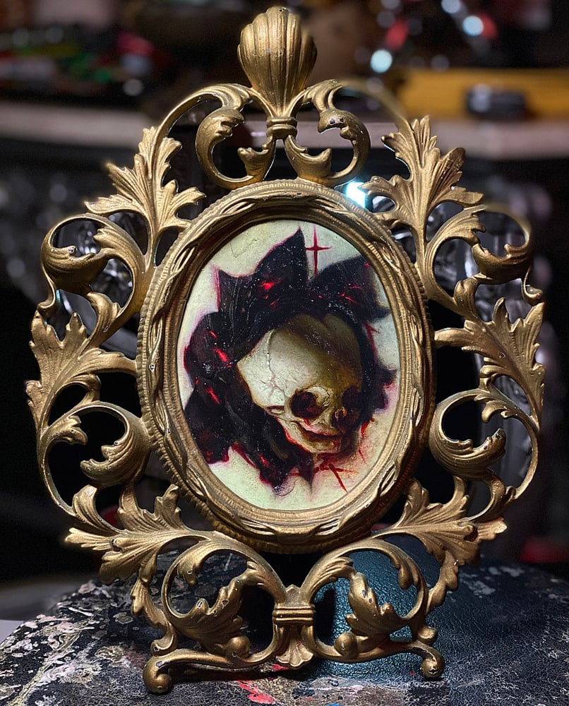 Image of ‘LOVE NEVER DIES' [ Unique Print - { 1/1 } ] Hand Embellished Print in Victorian Cast Iron Frame