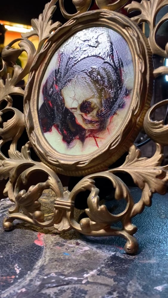 Image of ‘LOVE NEVER DIES' [ Unique Print - { 1/1 } ] Hand Embellished Print in Victorian Cast Iron Frame