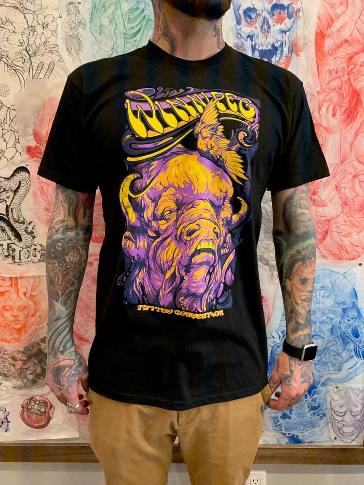 Image of Winnipeg Tattoo Convention Purple Bison T-shirt