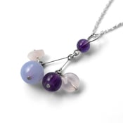 Image of Collier calcédoine-améthyste-quartz rose