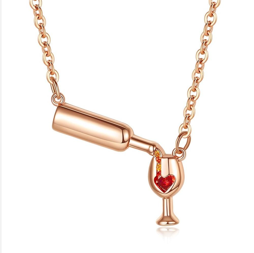 Image of Love Wine Women Pendant Necklace Woman Necklace & Pendant Cubic Zirconia Unique Design Jewelry Wine 