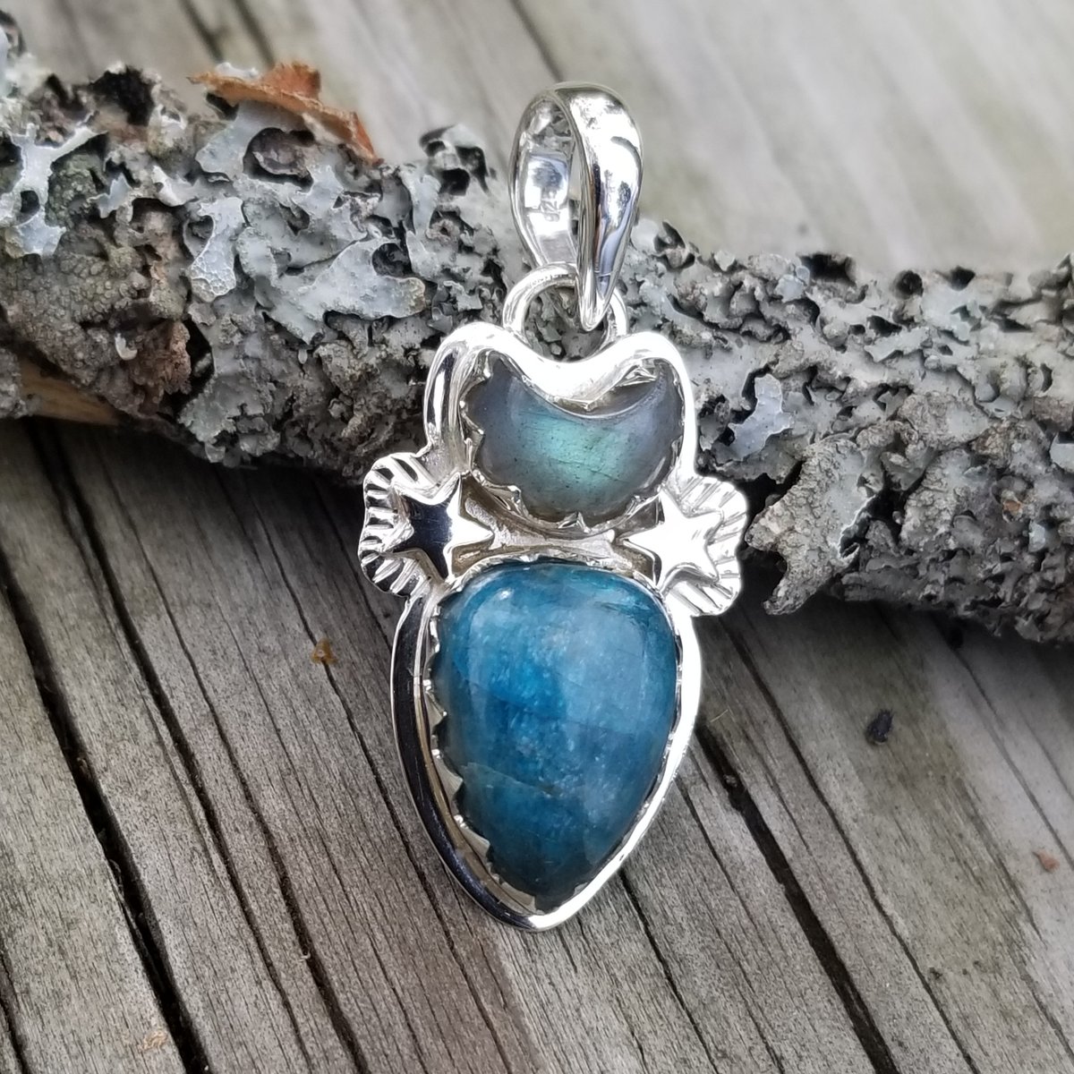 Image of Agave Pendant - Apatite & Labradorite in Sterling 