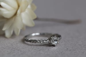 Image of platinum 4.1mm rose cut diamond ring IOW135