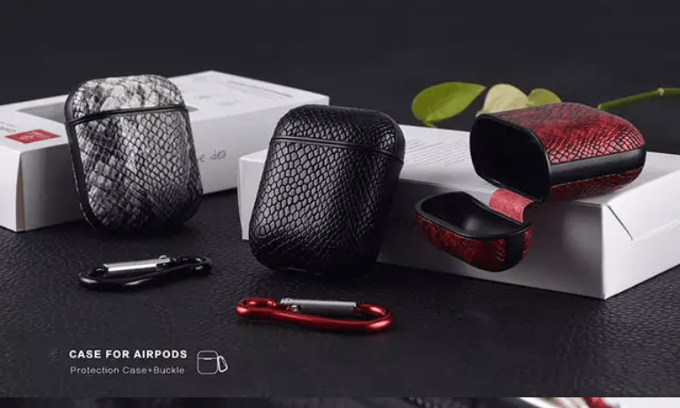 Image of Luxury snake skin leather airpod case