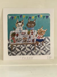 Image 1 of Small square print -Fun Feline Fuddle