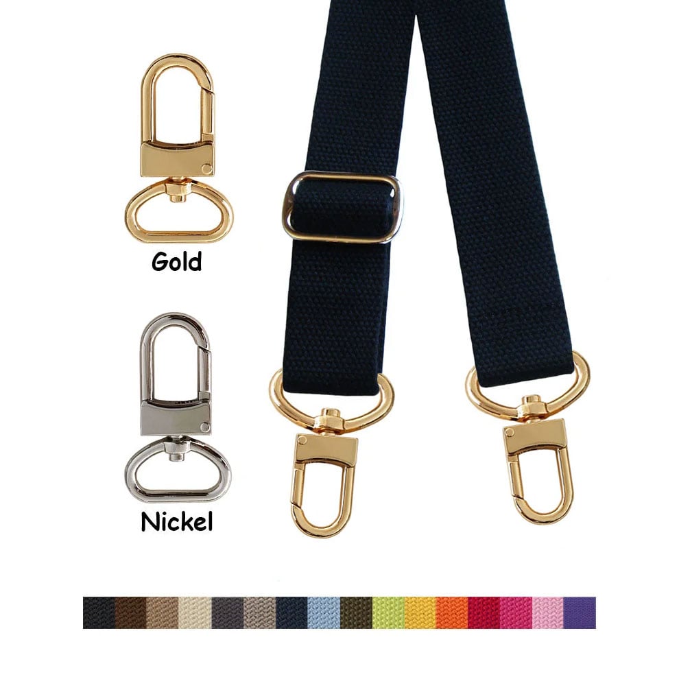 Cotton Canvas Strap - Adjustable - 1.5 Wide - Choose Color, Length & Gold  or Nickel #16XLG Hooks, Replacement Purse Straps & Handbag Accessories -  Leather, Chain & more