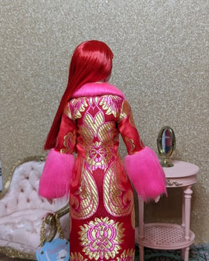 Image of LoungingLinda Duchess Coat ~ Red Brocade