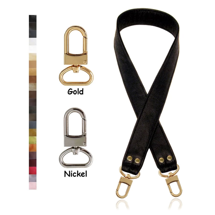 Image of Short Crossbody / Long Shoulder Strap - Choose Leather Color - 40" Length, 1.5" Wide, #16XLG Hooks