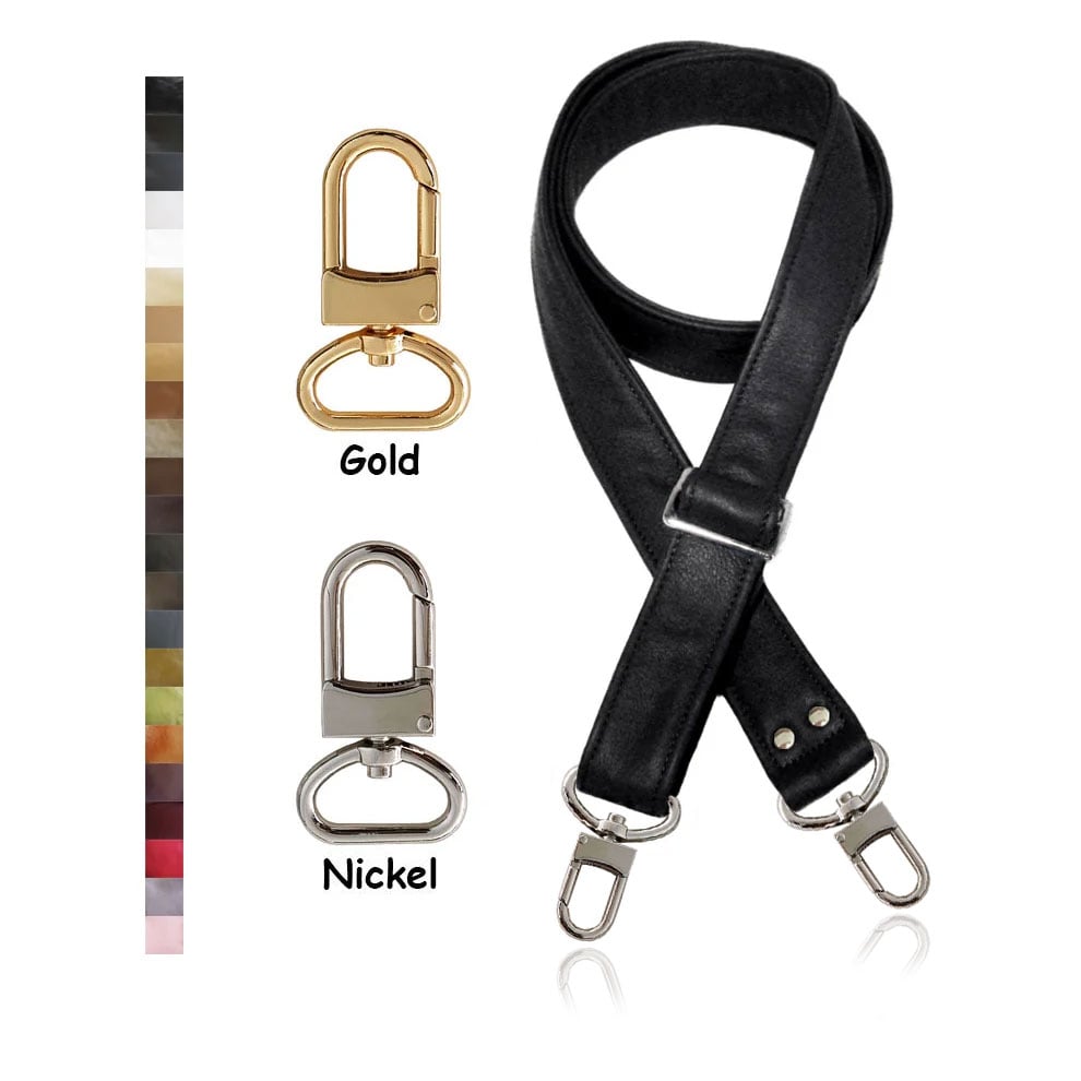 Image of Adjustable Crossbody Bag Strap - Choose Leather Color - 55" Maximum Length, 1.5" Wide, #16XLG Hooks