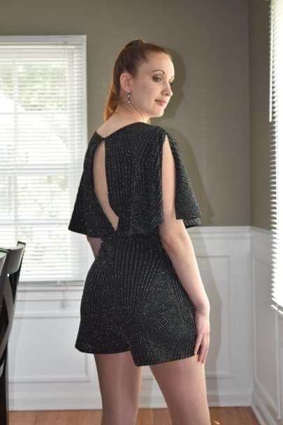 Image of Split Sleeve Glitter Romper