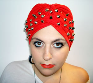Image of Red studded turban