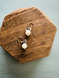 Image 11 of AAA cultured pearl earrings with champagne zircon fringe