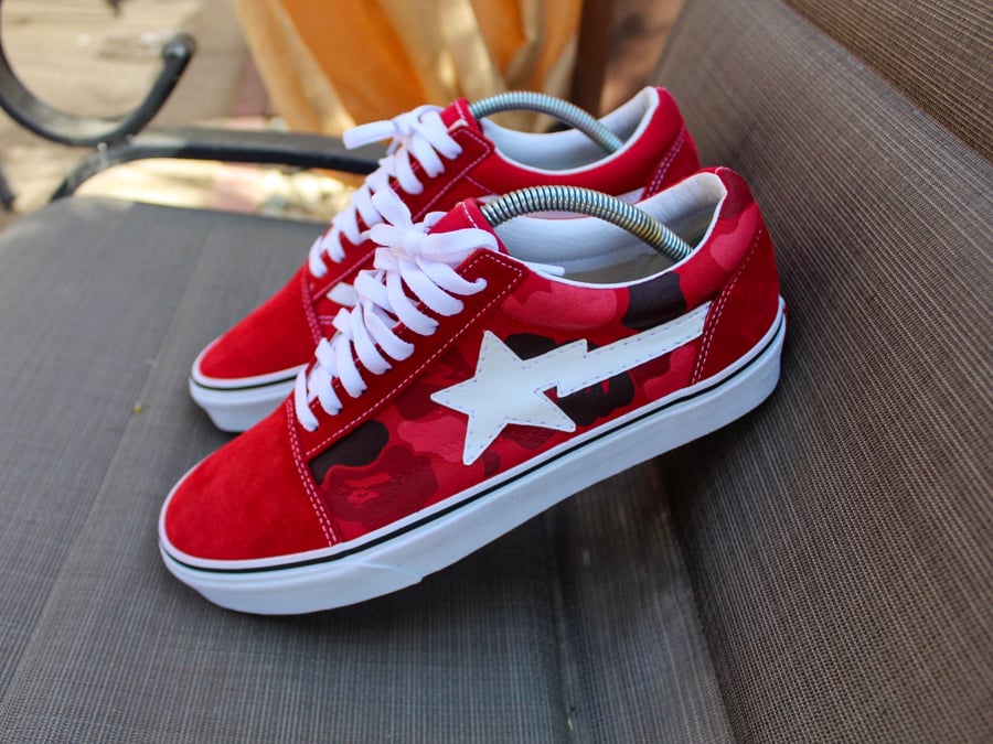 Image of Red "Bapesta" Old Skool Lows