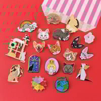 Image 1 of CAT THEMED MYSTERY SECONDS PIN BAGS - various designs - more than 50% off! Lucky dip enamel pins!