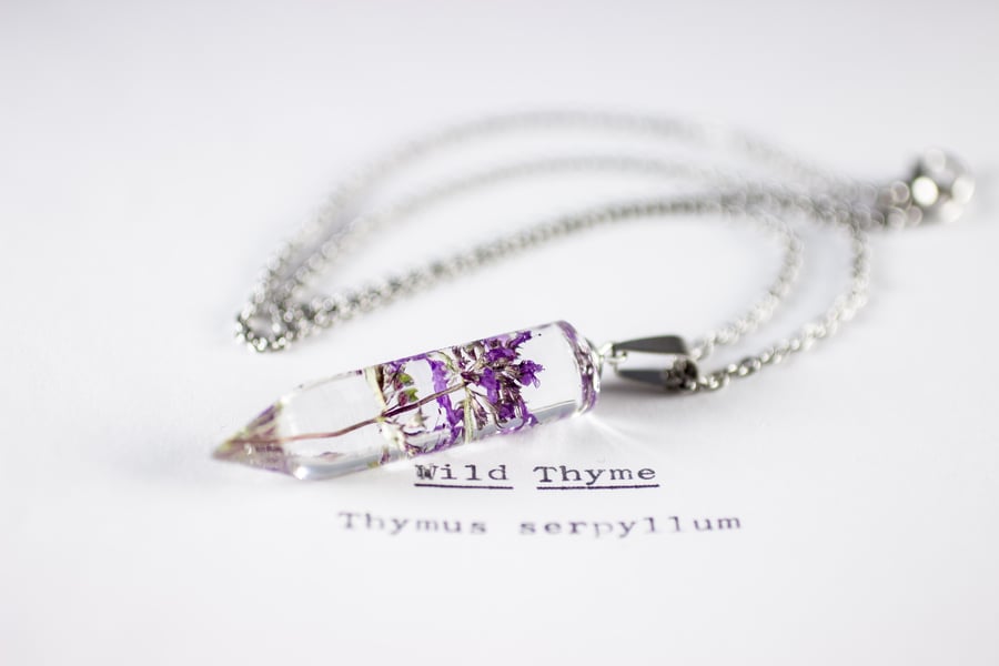 Image of Wild Thyme (Thymus serpyllum) - Small Crystalline Necklace #1