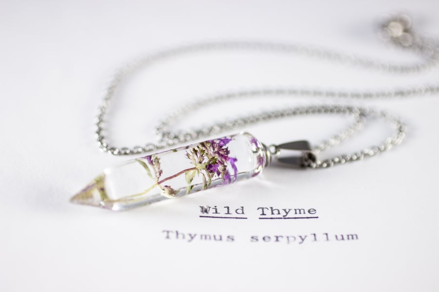 Image of Wild Thyme (Thymus serpyllum) - Small Crystalline Necklace #2