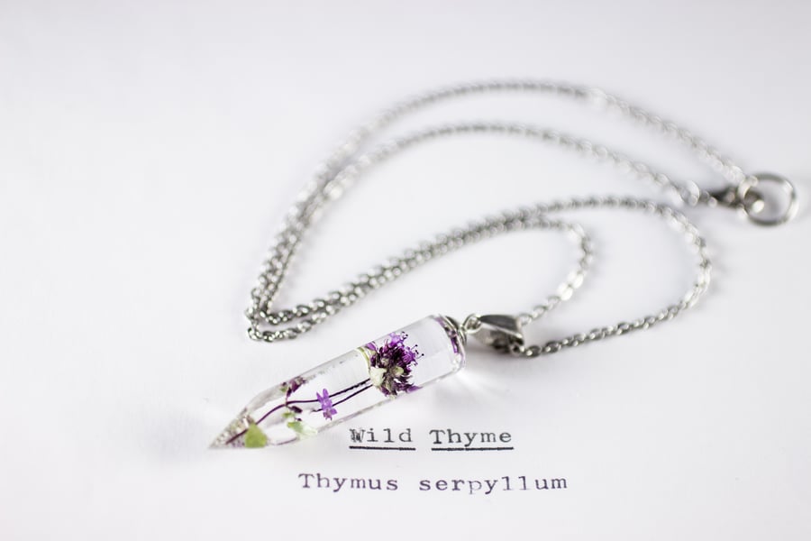 Image of Wild Thyme (Thymus serpyllum) - Small Crystalline Necklace #3