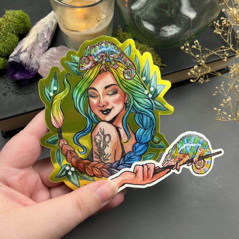 Chameleon Familiar Witch Sticker Duo