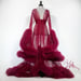 Image of "Cassandra" Merlot Marabou Dressing Gown 