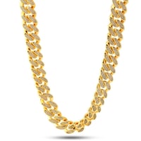 14K Gold 15mm Flooded Miami Cuban Curb Chain