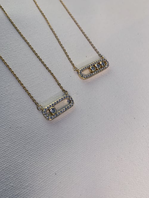 Image of CHECK MATE • Oval Bar CZ Necklace