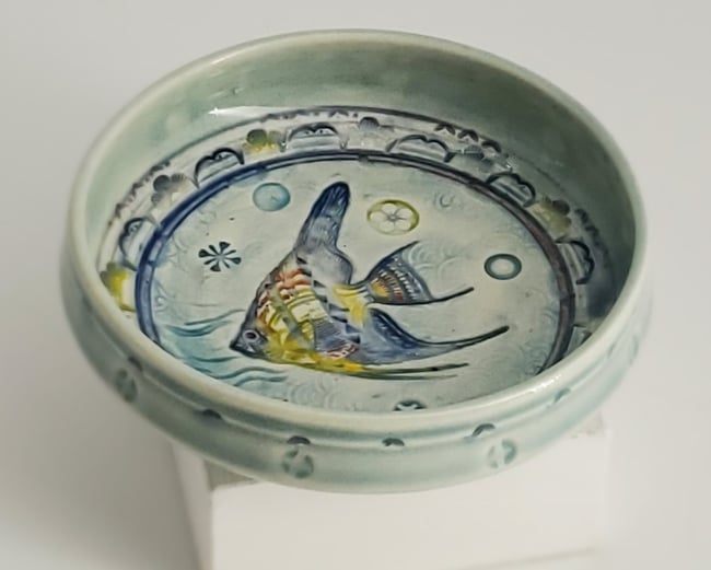 Swimming Angelfish Small Porcelain Dish