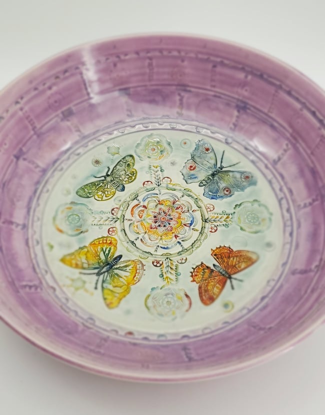 Extra Large Lilac Pink Butterfly Bowl