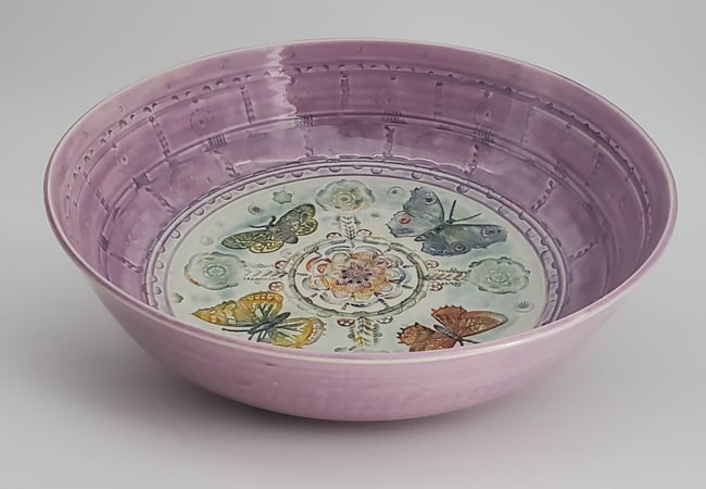 Extra Large Lilac Pink Butterfly Bowl