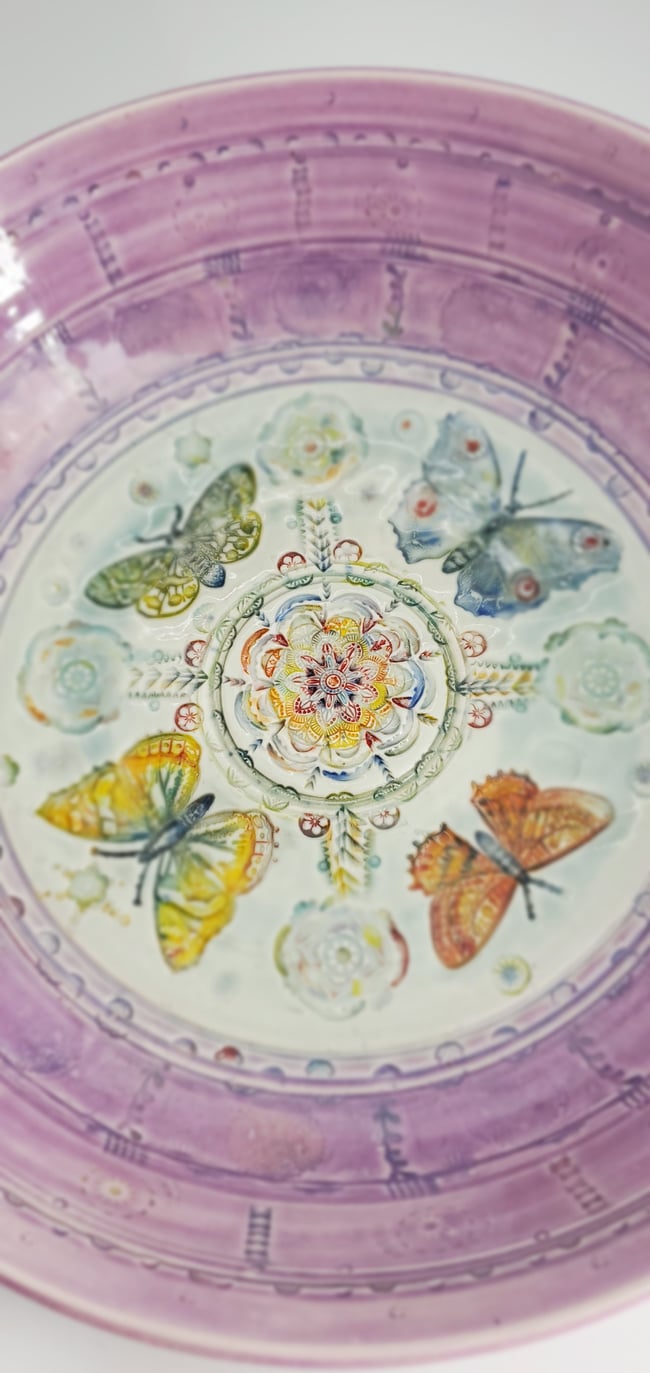 Extra Large Lilac Pink Butterfly Bowl