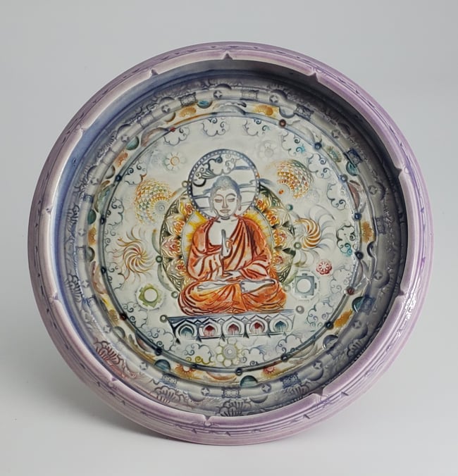 Saffron Nirvana Meditation Porcelain Wall Piece 