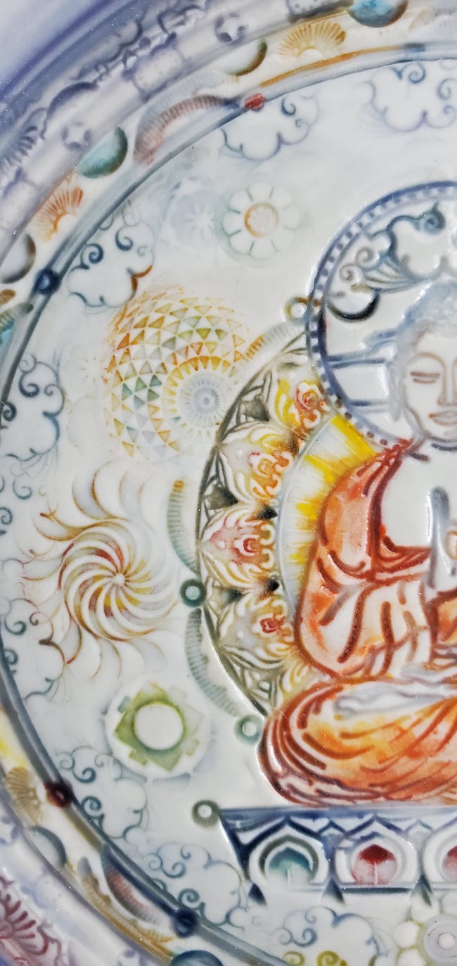 Saffron Nirvana Meditation Porcelain Wall Piece 