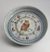 Great Horned Owl with Woodland Friends Small Rimmed Porcelain Platter