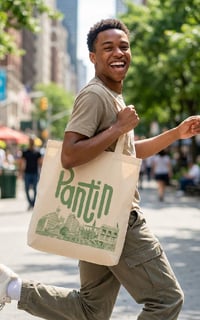 Image 3 of Sac Tote Bag "Pantin" Vert espoir